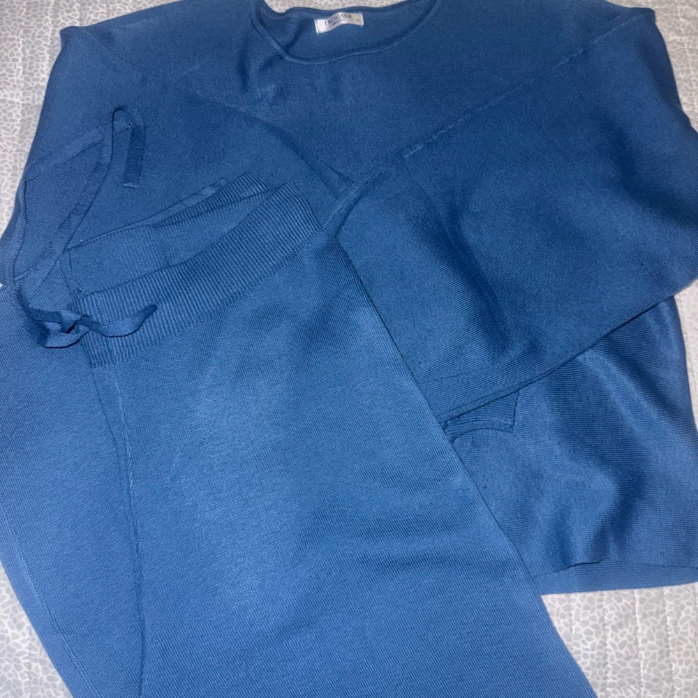 Blue Knit Sweater & Pants Set